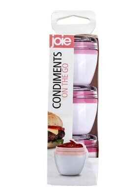 Joie Condiment Containers XL – 3-Pack Compact Travel Jars for Sauces & Snacks